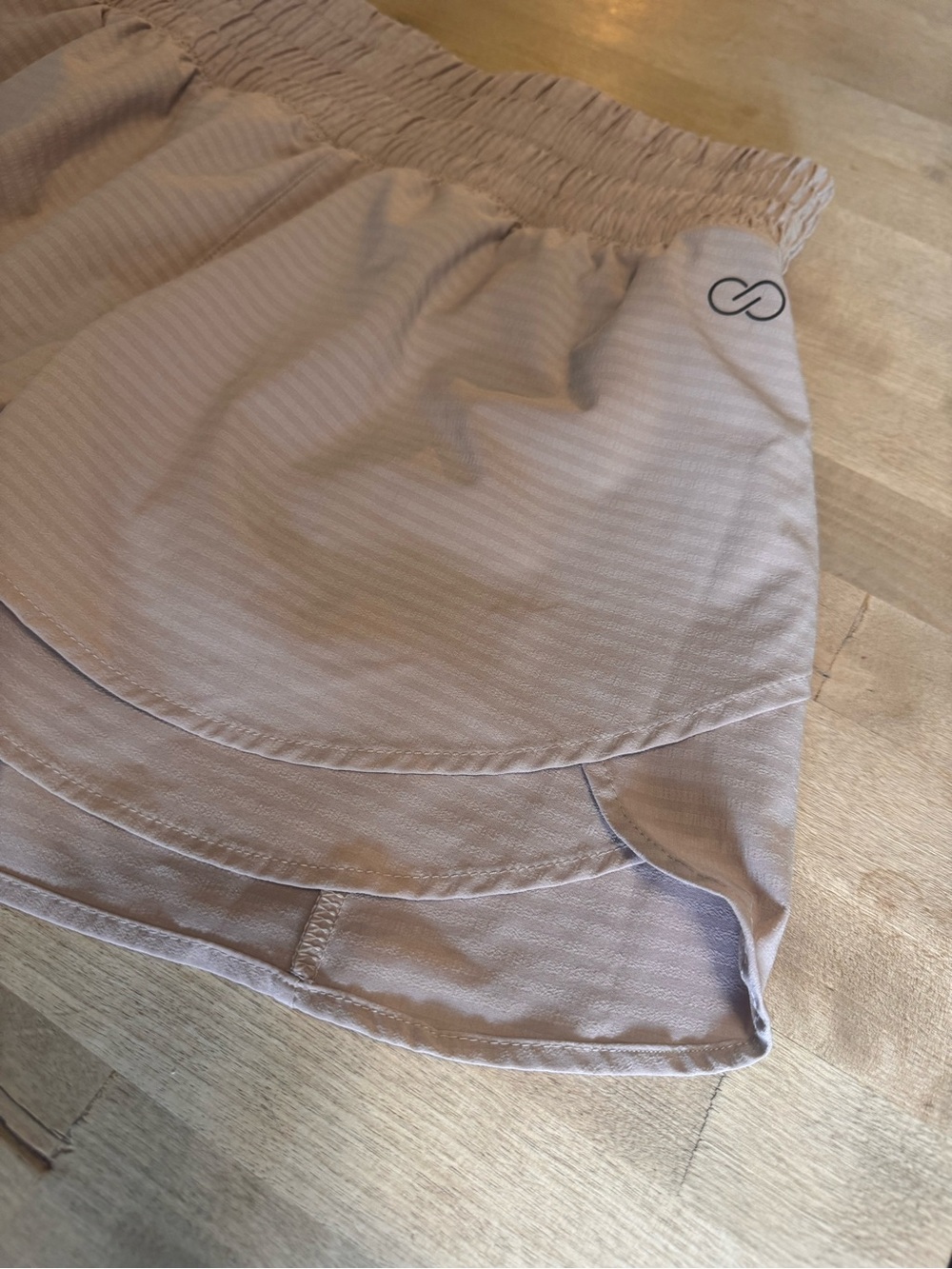 Calia Women's Layered Hem striped Athletic Shorts in Light Taupe - Picture 2 of 8